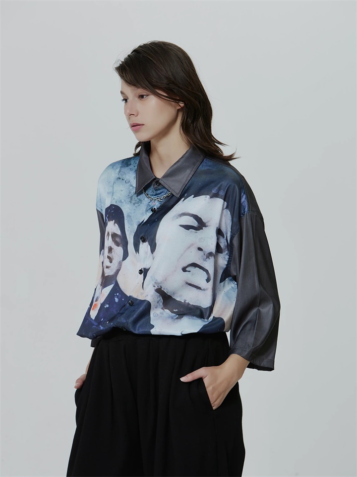 全幅印花長(zhǎng)衫上衣